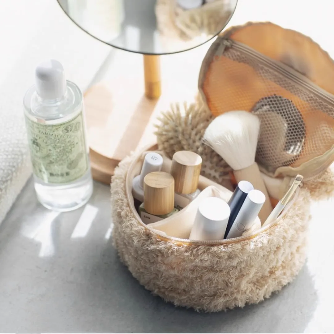 New Cute Anime Rilakkuma Bear Face Kids Girls Plush Stuffed Make up Bags Cosmetic Case For Women