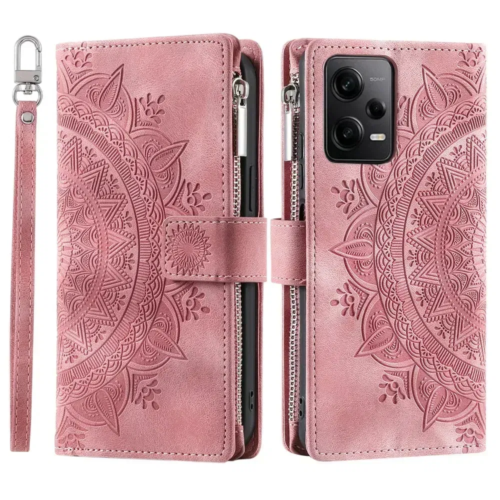 Color: Maroon, Material: EVA - For Poco X7 F6 X6 X5 Pro X3 NFC 5G Zipper Wallet Case Crossbody Book Shell Xiaomi Poco M7 Pro M6 F5 M5 C75 3 X 7 M 6 Flip Cover