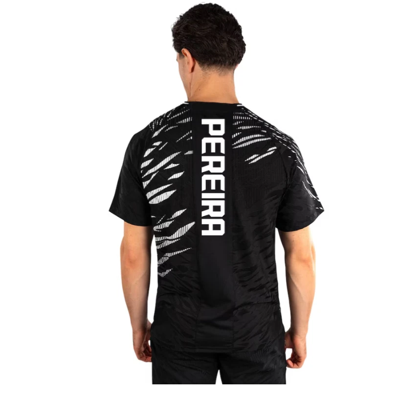 Color: black, Size: 6XL - 2025 New quick-drying tops for Summer Men's UFC Fusion by Venum Black/Gold Alex Pereira Authentic Fight Night Champion Walkout