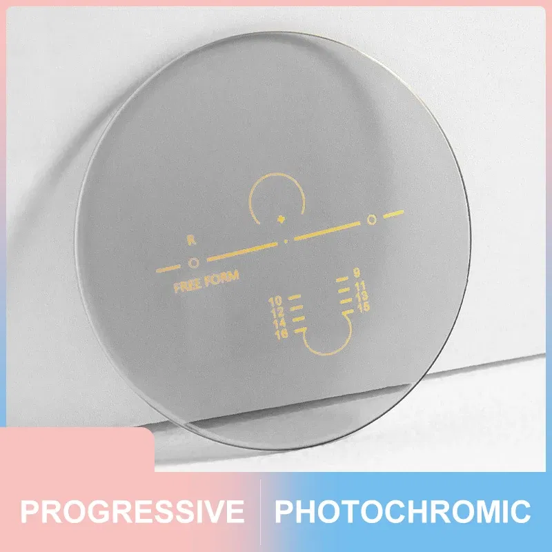 Lenses Color: green, Lens Index: 1.61 - Photochromic Free Form Progressive Optical Multifocal Prescription Lenses Fast and Deep Color Change Performance