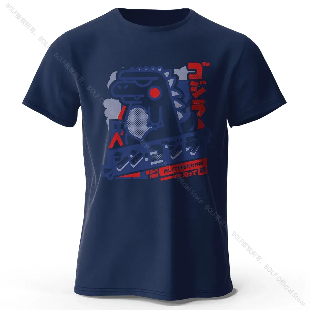 Color: Navy Blue, Size: XXXL - Harajuku Kawaii Animal Printed 100% Cotton T-Shirt, Lightweight Round Neck Short Sleeve Tee, Unisex Casual Wear