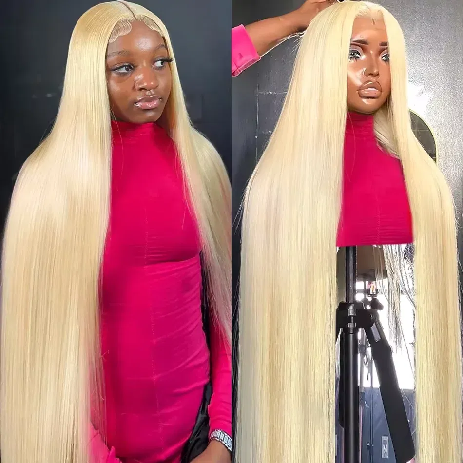Color: #1, Stretched Length: 30inches, Density: 200%, - 30 Inch Straight Blonde 613 Hd Lace Frontal Wig 13x6 Transparent Human Hair Wigs For Black Women 13x4 Lace Frontal Colored Wig