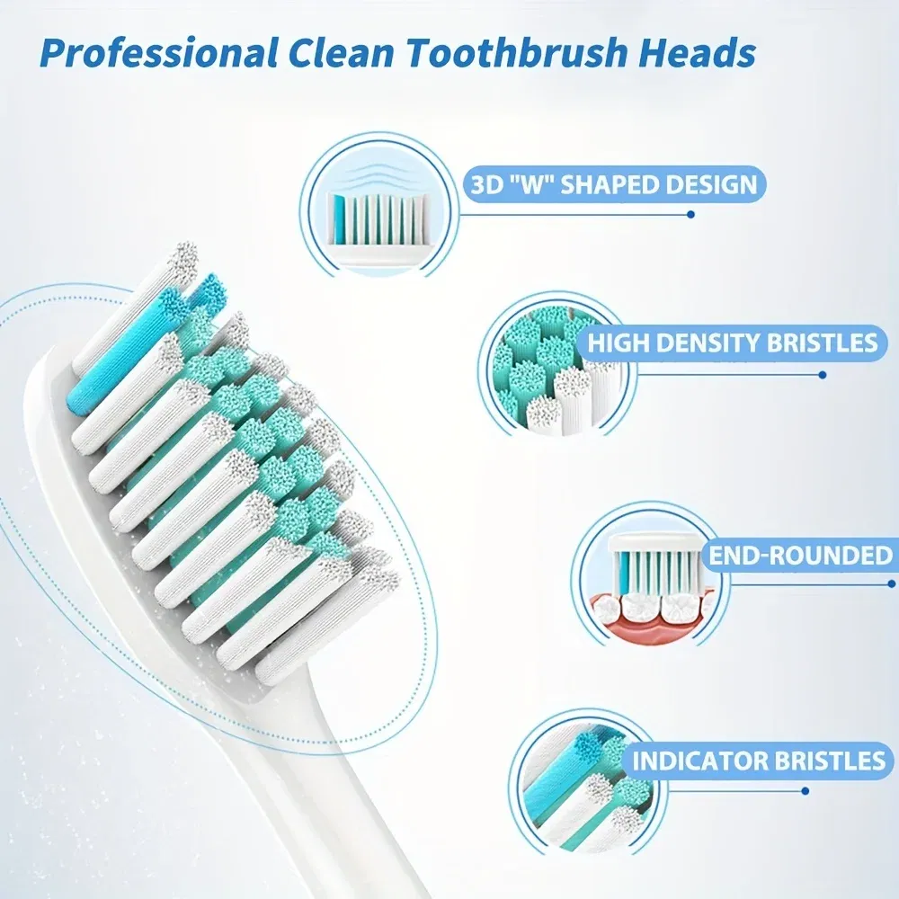 Color: Silver - Electric toothbrush replacement head, Philips Sonicare toothbrush head, sonic vibration cleaning toothbrush head