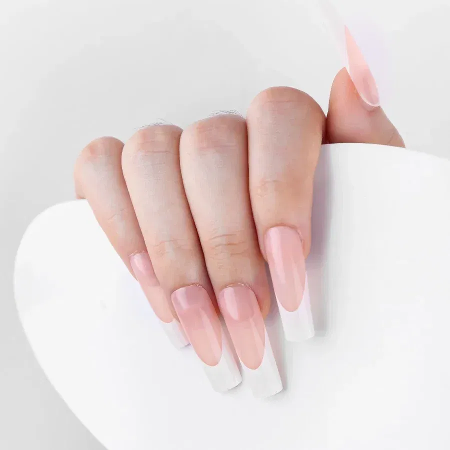 Color: WHITE - 24PCS Square Head Matte False Nails Ballet Detachable Full Cover Artificial Fingernails Frosted Press Glue on Fake Nail Tips