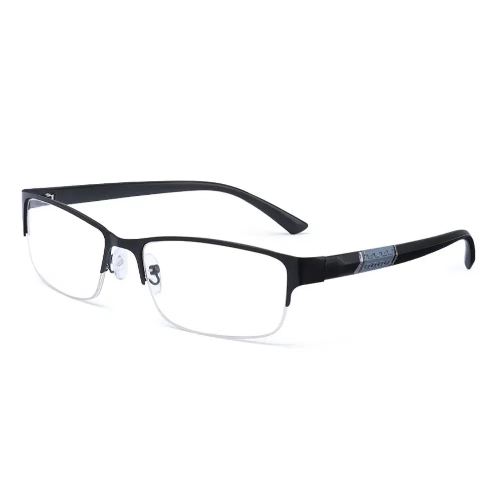 Frame Color: black, Eye Prescription: +400 - Metal Anti-blue Light Reading Glasses Farsighted Eyeglasses Men Business Eyewear Diopter 0 +1.0 +1.5 +2.0 +2.5 +3.0 +3.5 +4.0