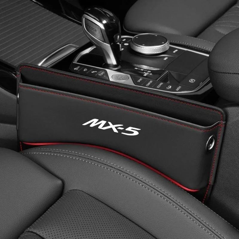 Color Name: Beige - For MX-5 MX5 Car Seat Side Storage Pocket For Car Seat Gap Filler Organizer Box Leather Car Crevice Stowing Tidy Interior Parts