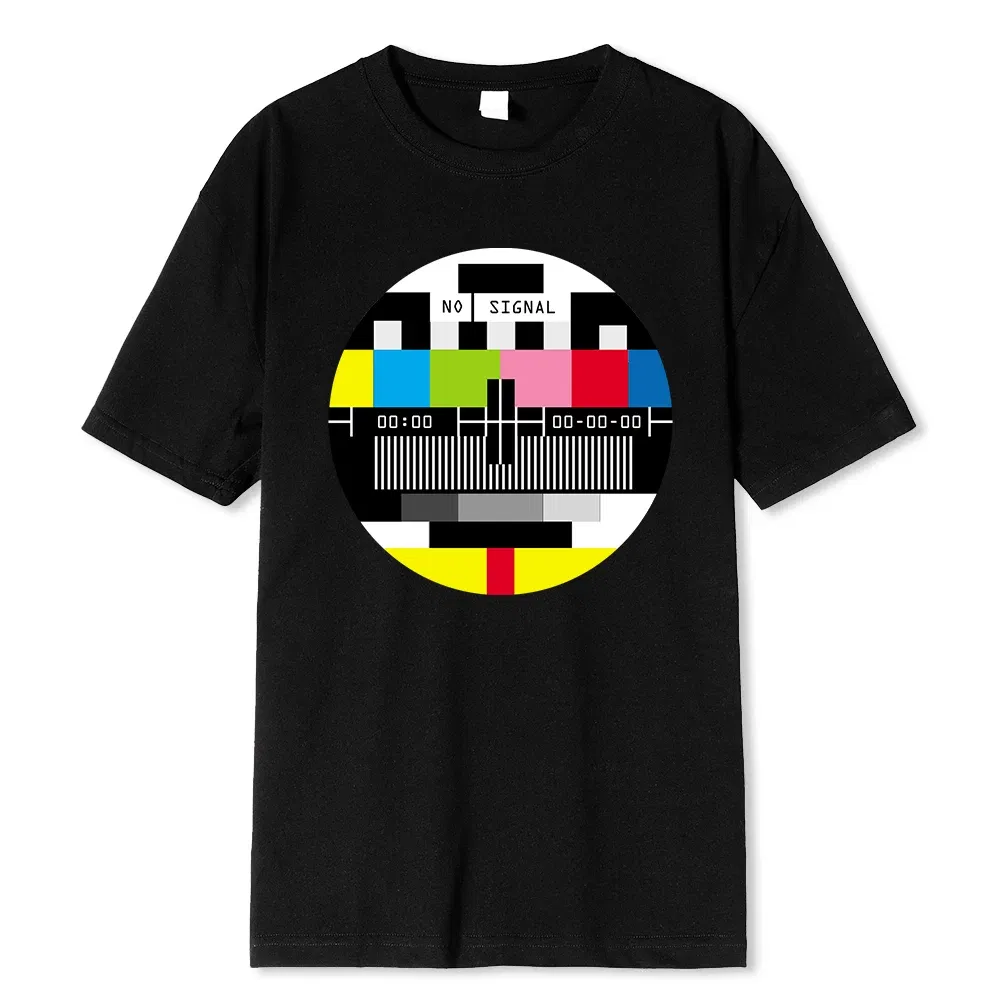 Color: GRAY, Size: XL - No Signal Men Tshirt Hip Hop Style Streetwear Tops & Tees Novelty Geometric Short Sleeve Summer Cotton T Shirt Oversize T-shirts