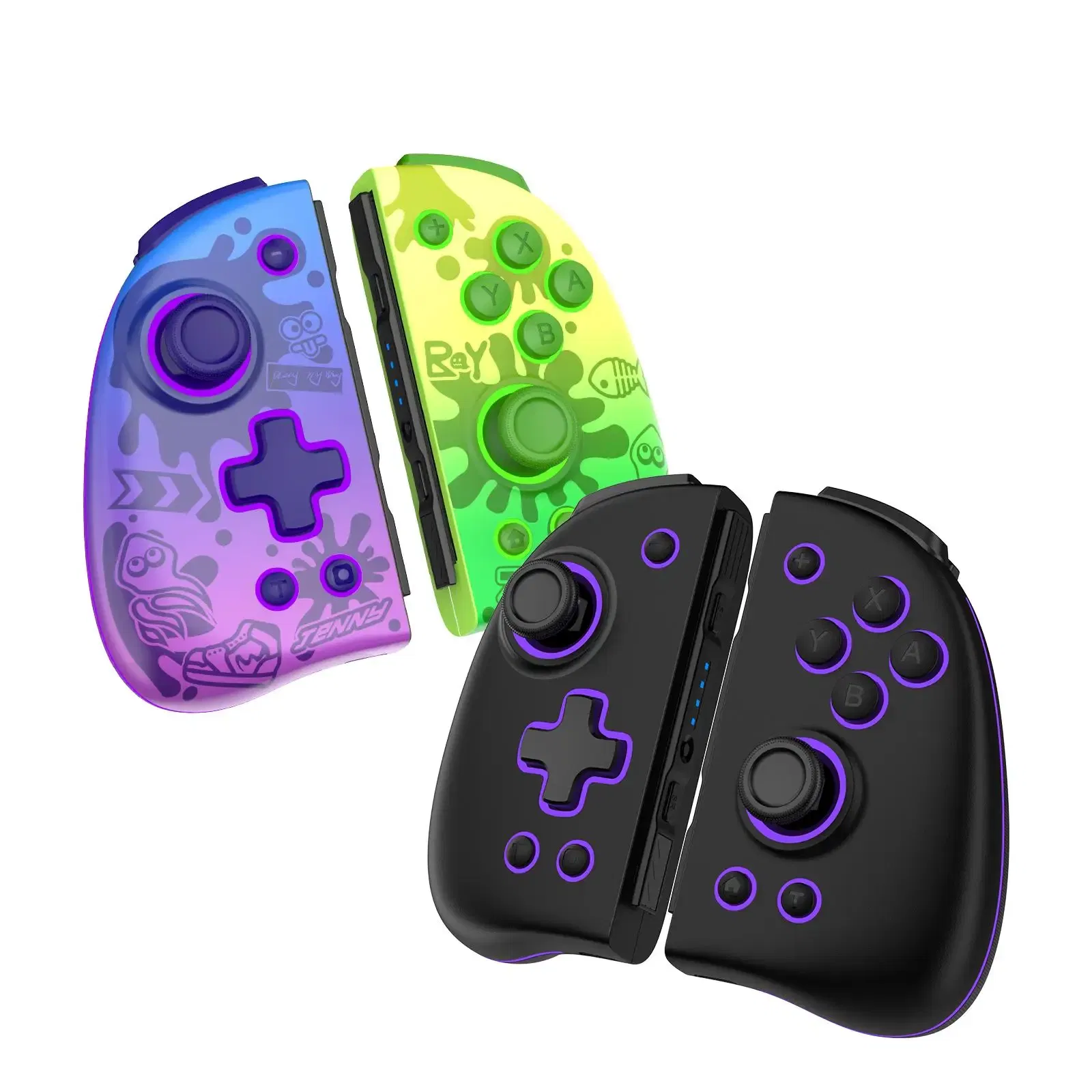 Color: PURPLE - INE Neptune Mechanical Joypad for Swtich/Lite/OLED with Auto-fire Turbo Macro ALPS Analog Thumb Stick Motion Sensor