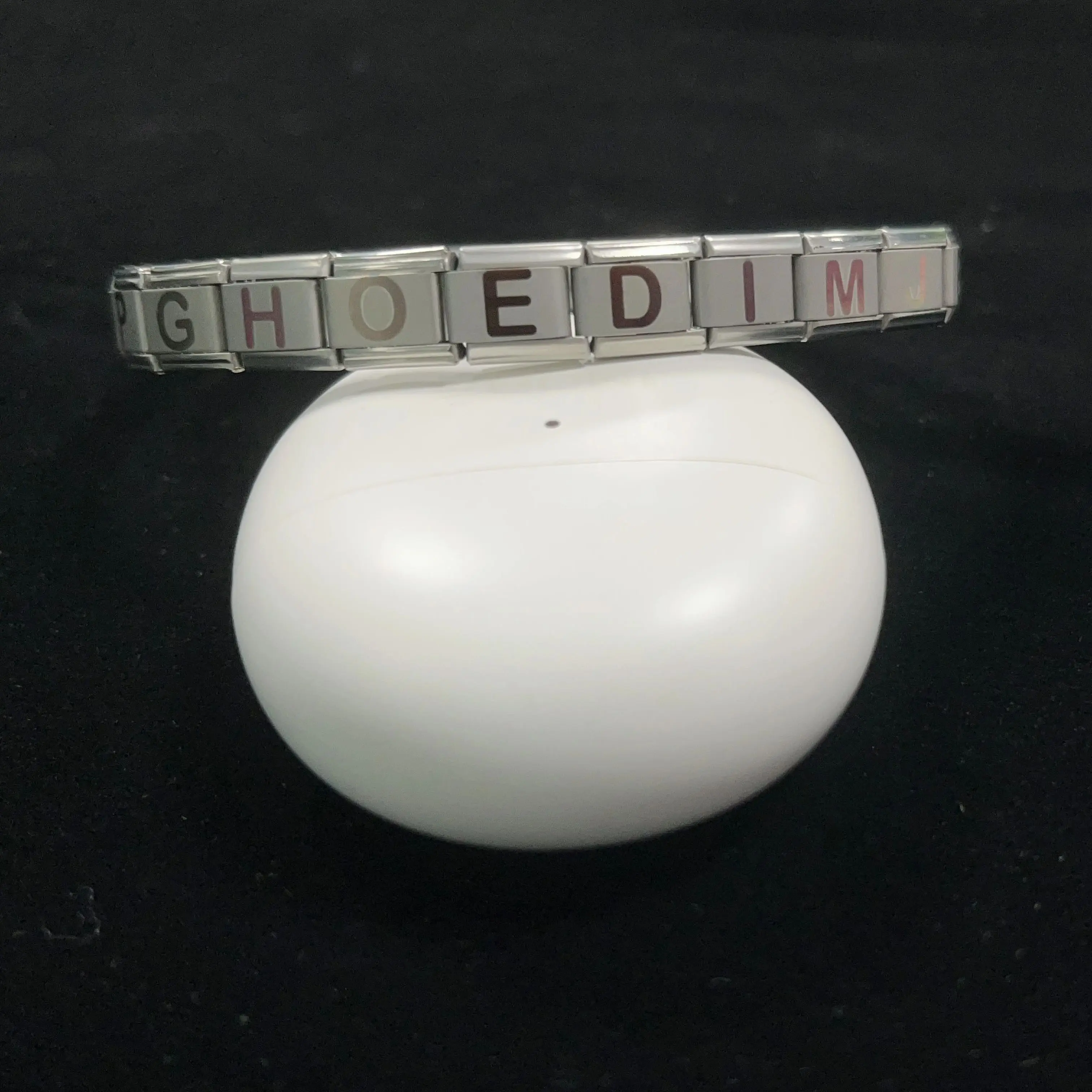 Metal Color: SILVER PLATED, Main Stone Color: WHITE - New DIY Italian Charm 9mm Module Bracelet 26 English letter Stainless Steel Elastic Bracelets for Men and Women Gift