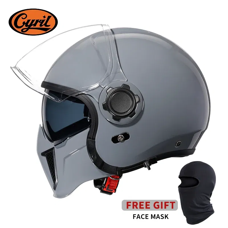 Color: Blue, Size: L - Modular Motorcycle Helmet Full Face Open Face Retro Helmets DOT ECE APPROVED CYRIL OP12A Capacete De Moto Masculino