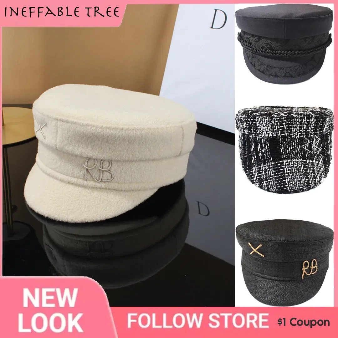 Color: WHITE, Hat Size: 6 - Brand Designer New Winter Embroidery Letter Baker Boy Straw Caps Purple Newsboy Caps Thick Warm Flat Cap Chapeau Homme