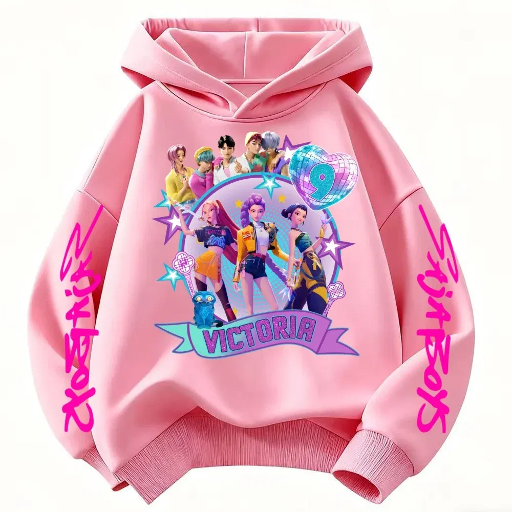 Color: black, Kid Size: 2T - Movie Kpop Demon Hunters Shining light ball Hoodie Men Women Cartoon Fashion Sweatshirt Male Casual boys&girls Pullover Hoodies