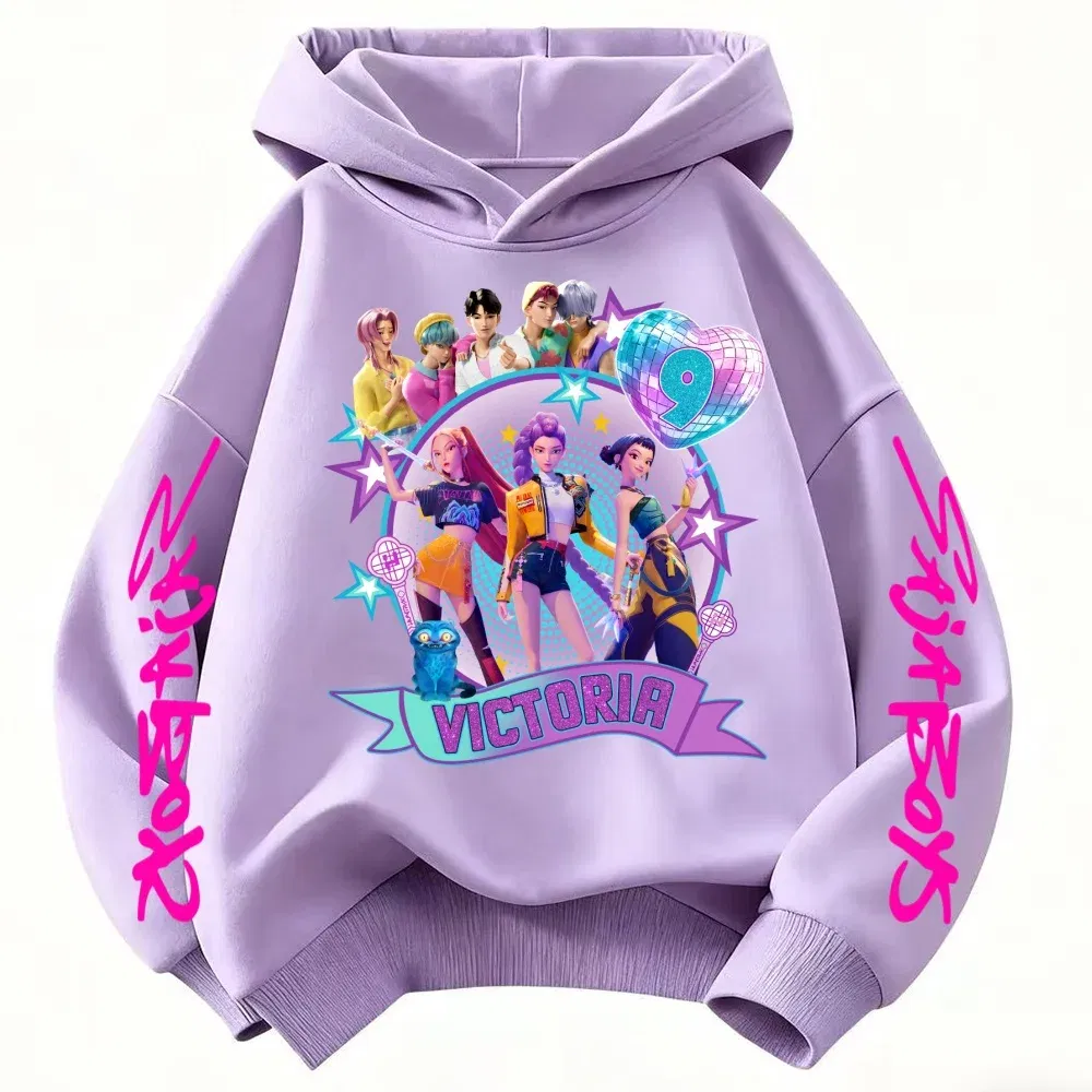 Color: black, Kid Size: 2T - Movie Kpop Demon Hunters Shining light ball Hoodie Men Women Cartoon Fashion Sweatshirt Male Casual boys&girls Pullover Hoodies