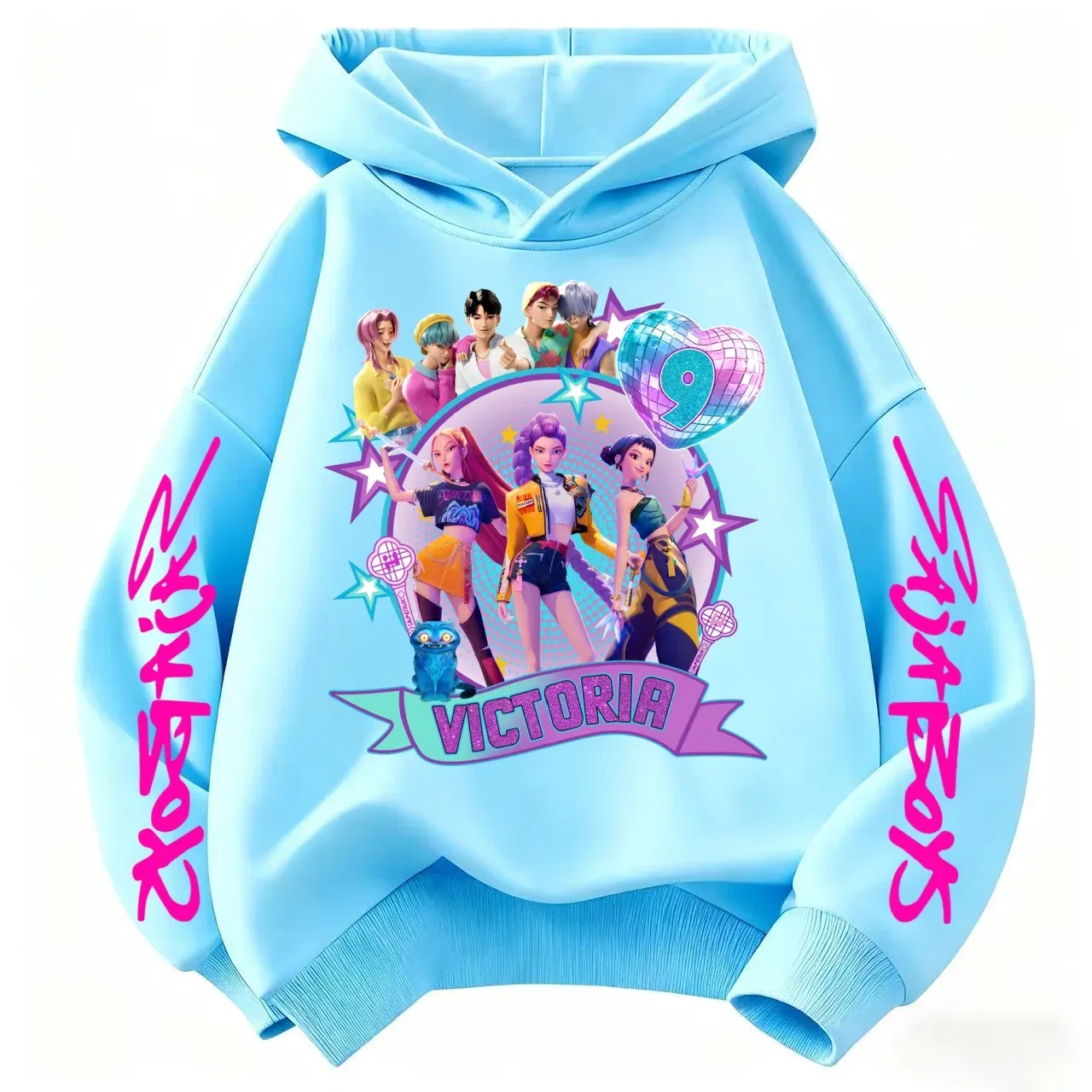 Color: black, Kid Size: 2T - Movie Kpop Demon Hunters Shining light ball Hoodie Men Women Cartoon Fashion Sweatshirt Male Casual boys&girls Pullover Hoodies