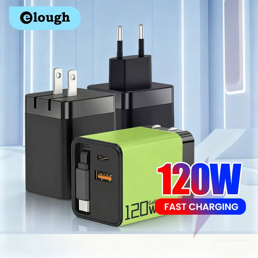 Plug Type: US - 120W Super Fast Charge Type C USB Phone Charger With Telescopic Retractable USB C Cable For Iphone 16 15 Samsung Laptop