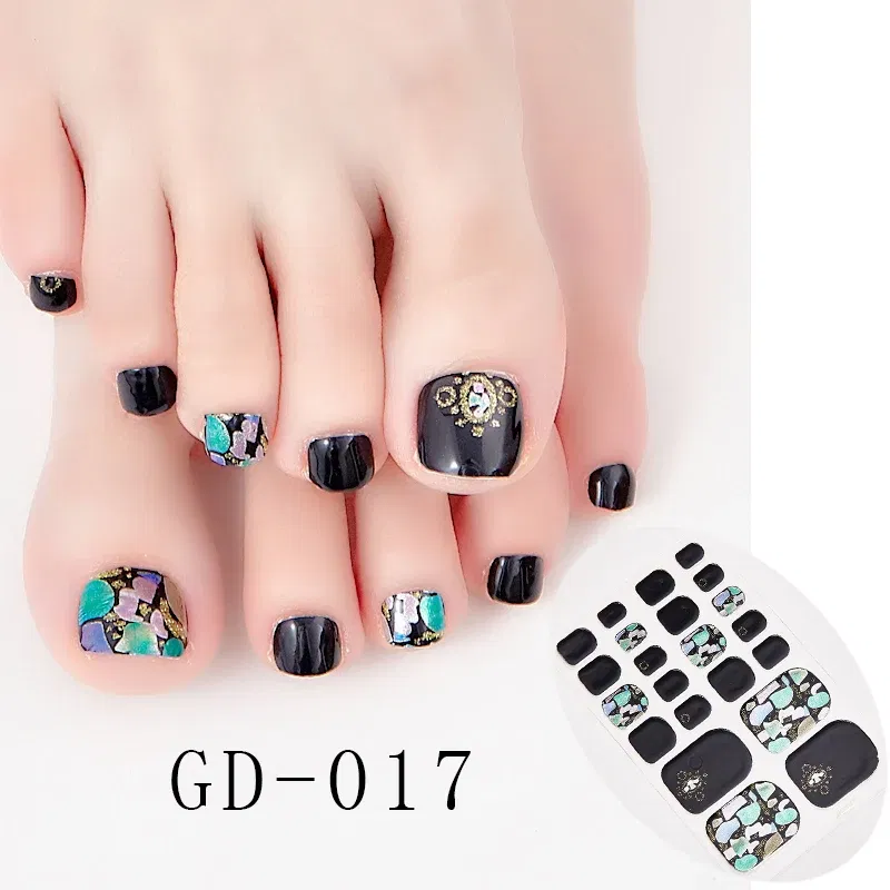 Color: Grey green - 22 Tips/Sheet Nail Tape Loveliness Nail Art Stickers Designed  Nailart Sticker Nail Strips Designer Nail Decals Nailart Shiny