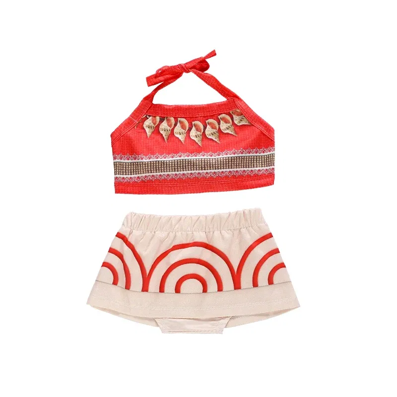 Color: green, Kid Size: 5 - Disney New Moana Dress Costumes Kids Girl Cosplay Toddler Movie Ocean Adventure Infant Frock Halloween Party With Chick Clothes