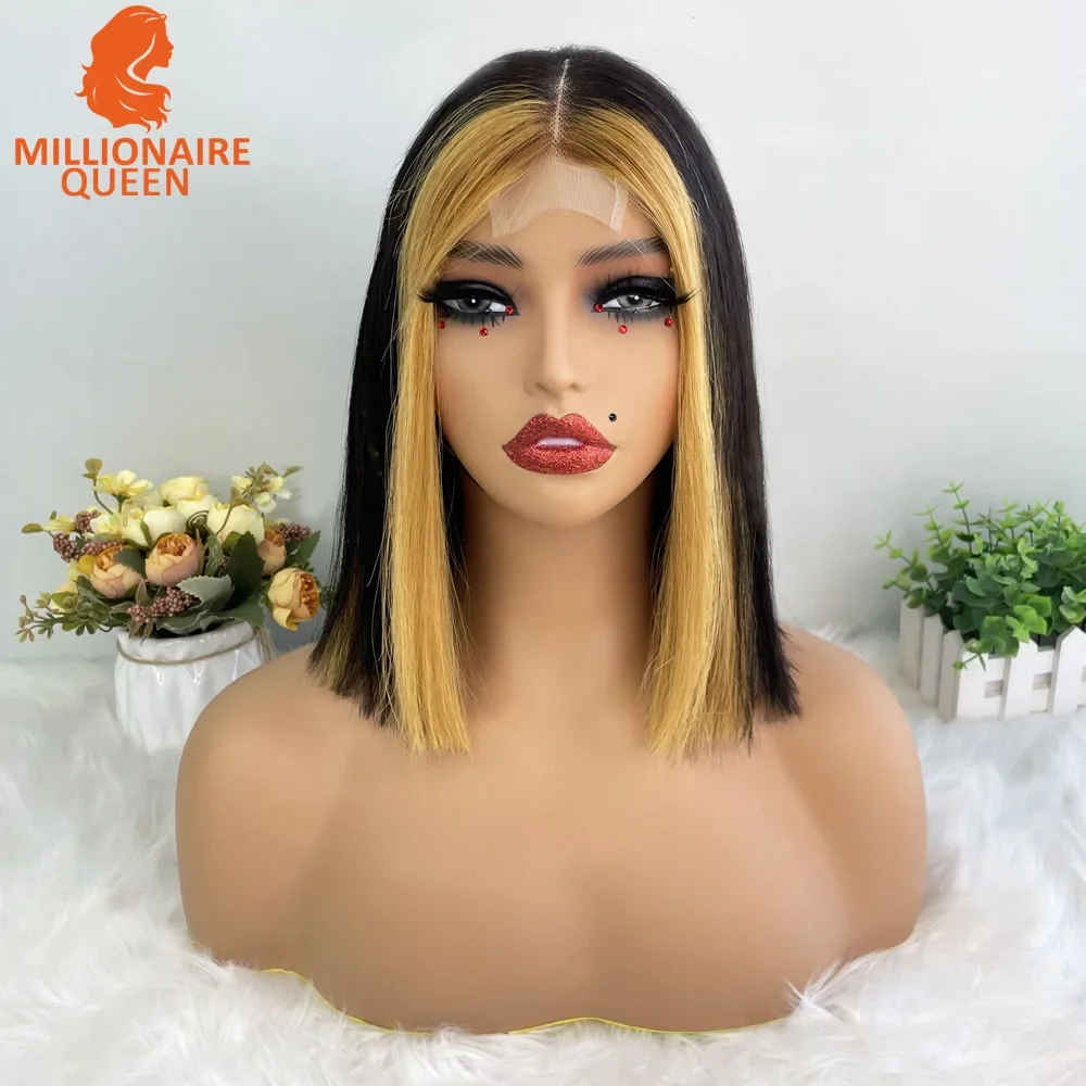 Color: T1B/PURPLE, Stretched Length: 8inches, Density: 250%, Lace Size: 2x6 - 250 Density 2x6Lace Closure Short Bob Wig Super Double Drawn Straight Bob Wig Gray Vietname Human Hair Lace Wig ForBlack Women