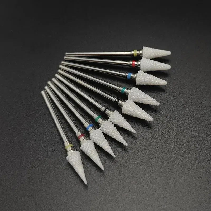 Color: Brass - Ceramic Carbide Nail Drill Bit Rotate Burr Milling Nail Cutter Bits Electric Drill Machine For Manicure Pedicure Tools