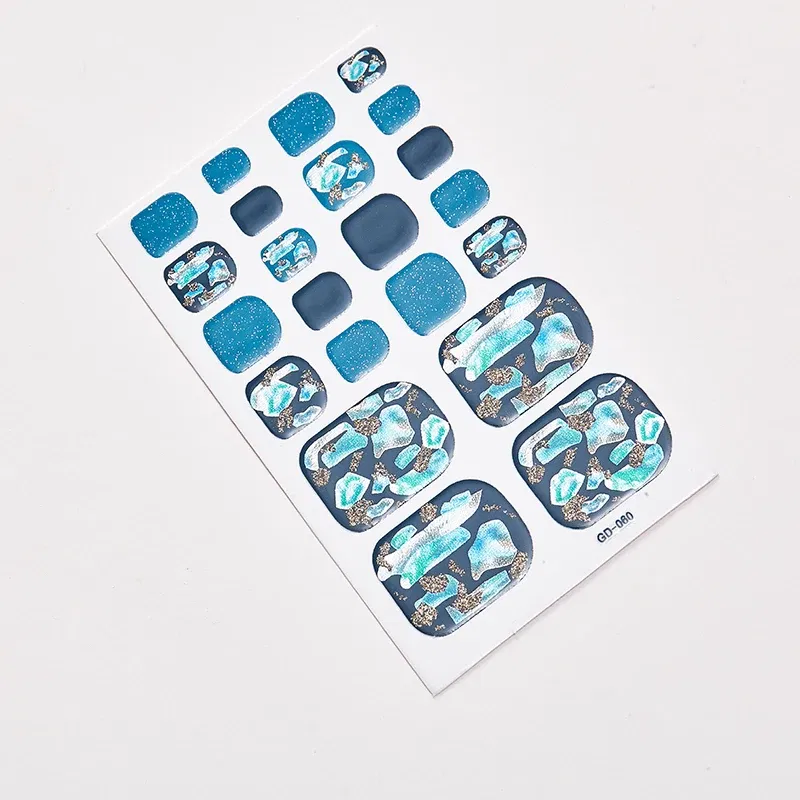 Color: Lightblue - 22 Tips/Sheet Fashion Nails Sticker Designer Nail Accesoires Nail Adhesive Nail Wraps DIY Valentines Loveliness Designed Shiny