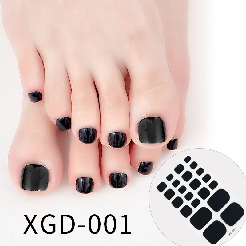 Color: Black/Gold - Dropshipping 22tips/Sheet Color Toe Nail Polish Stickers/Strips Fake Nails Toenail Wraps Nail Art Nail Adhesive Self-Adhesive