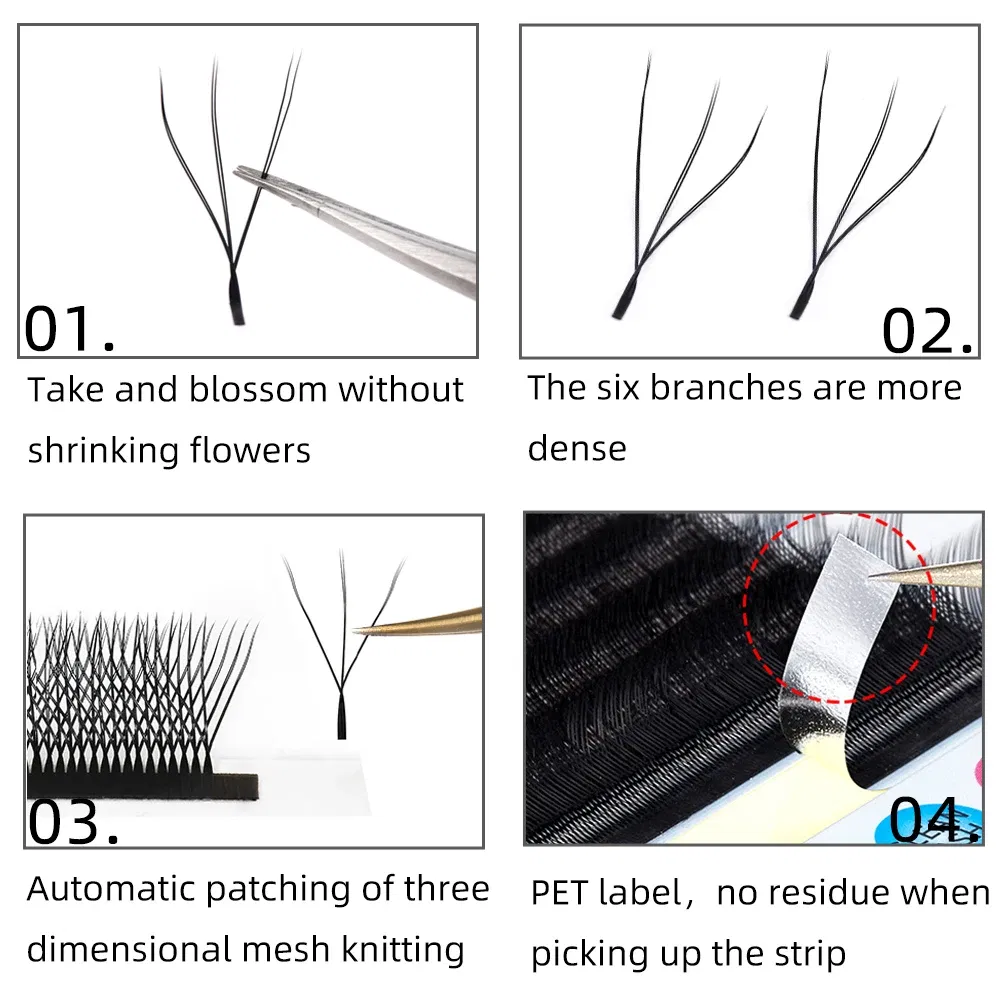 Color: Brushed Slate, Curl: D, Thickness: 0.07mm, Length: 9mm - Yelix Cilios 5D W Shape Eyelash Extensions 4D/6D Premade Volume Fans Natural Soft Automatic Flowering Lash Makeup Supplies