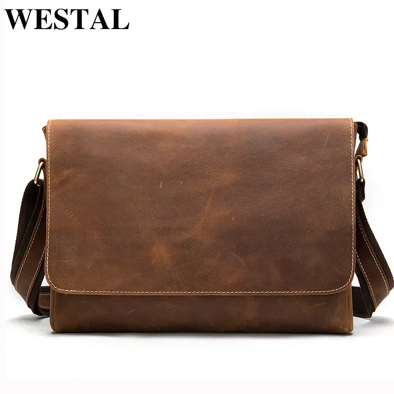 Color: NUDE, Ships From: CHINA - WESTAL Crazy Horse Leather Men's Briefcases Laptop Bag Office Bags for Men Cover Messenger Bags Men's Leather Bag Computer Bags