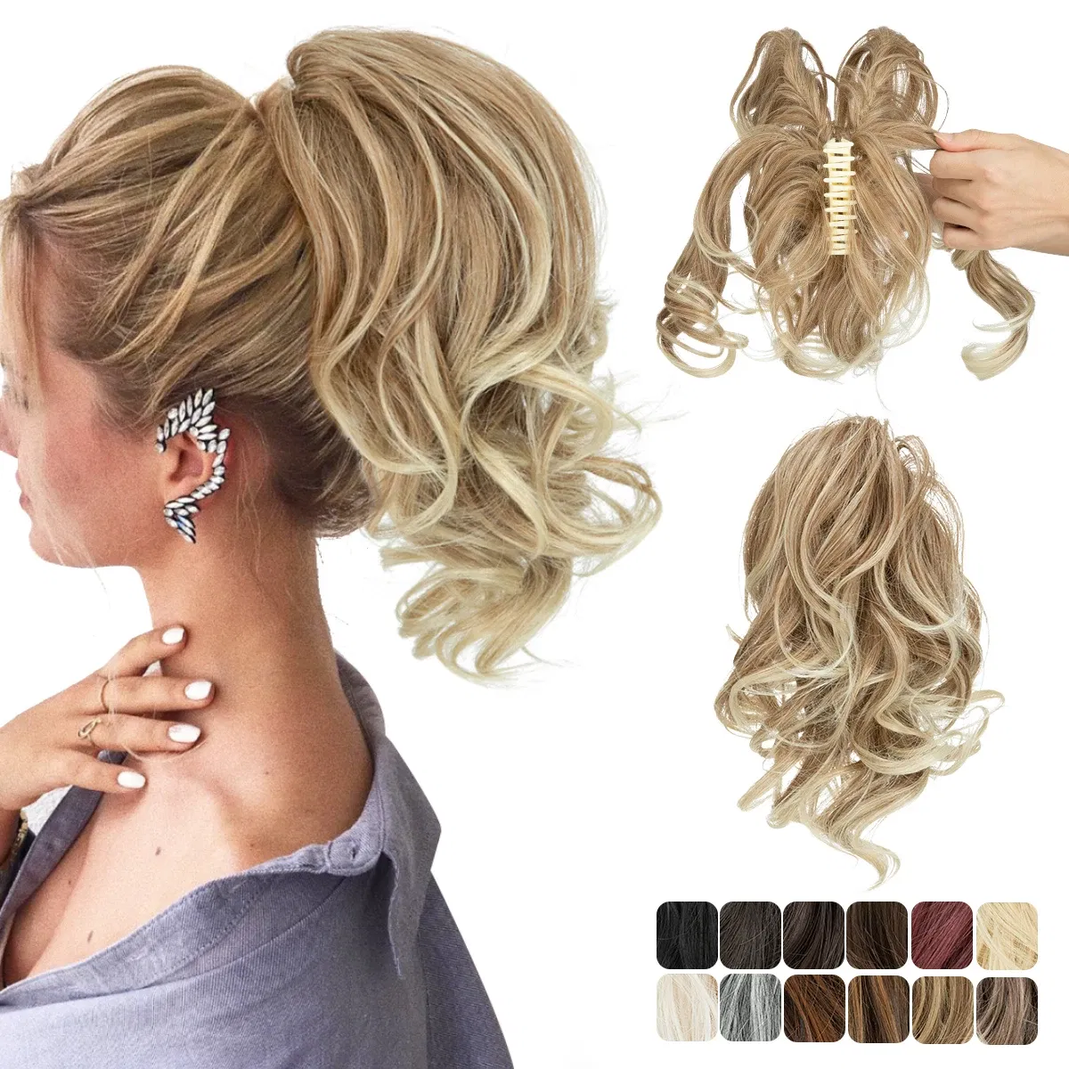 Color: P4/30 - SARLA Premium Synthetic Diy Claw Clip In Ponytail Extensions Hairpiece Hair Bun Fake Blonde Natural Hair False Pigtail P026