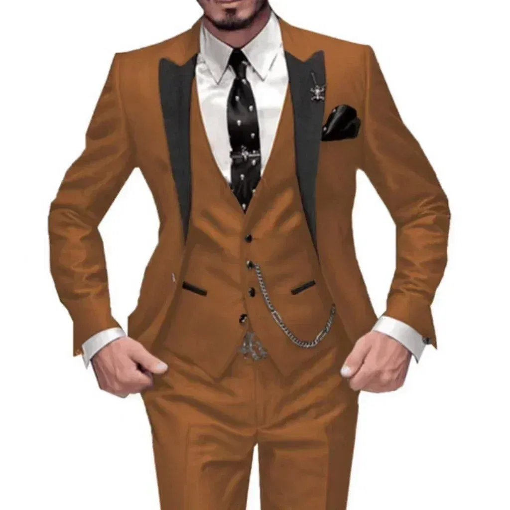 Color: Khaki, Size: XXS - Teal Green Suit for Men，full Man Suit，3 Pieces Blazer Vest and Pants Set，men's Suit for Wedding ，daily Life，business，party