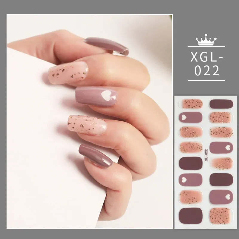 Color: Brown - Shiny New Year Nail Sticker Self Adhesive Decor Sticker Nail Wraps Glitter Nail Polish Sticker Waterproof Christmas Nail Sticker