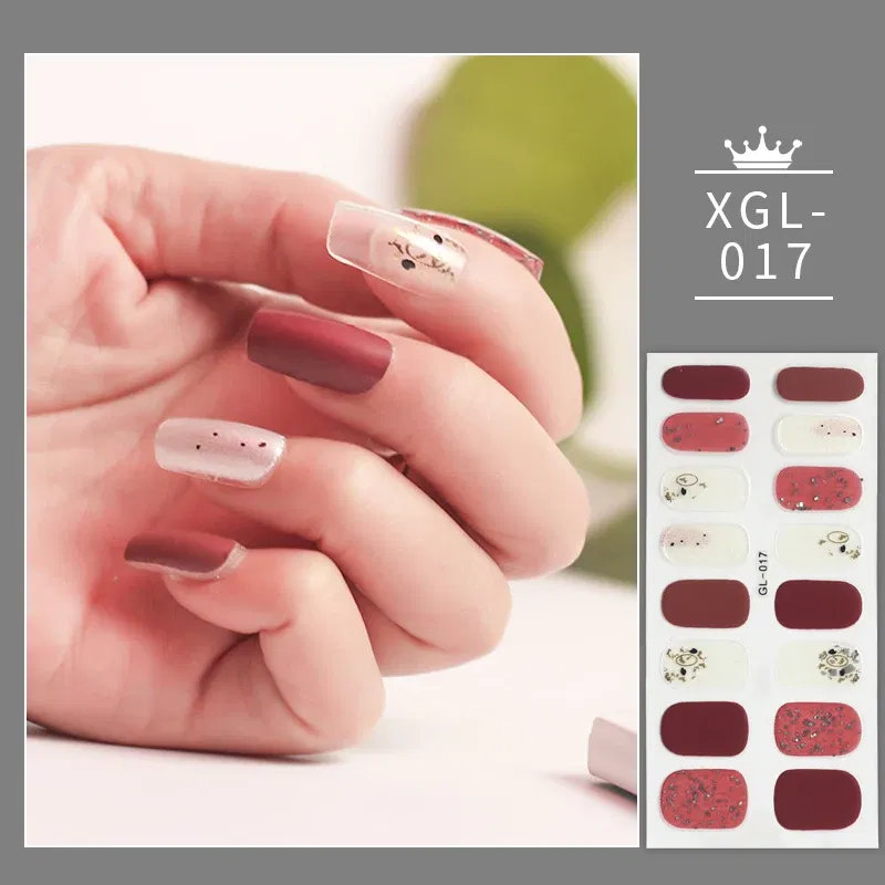 Color: Brown - Shiny New Year Nail Sticker Self Adhesive Decor Sticker Nail Wraps Glitter Nail Polish Sticker Waterproof Christmas Nail Sticker