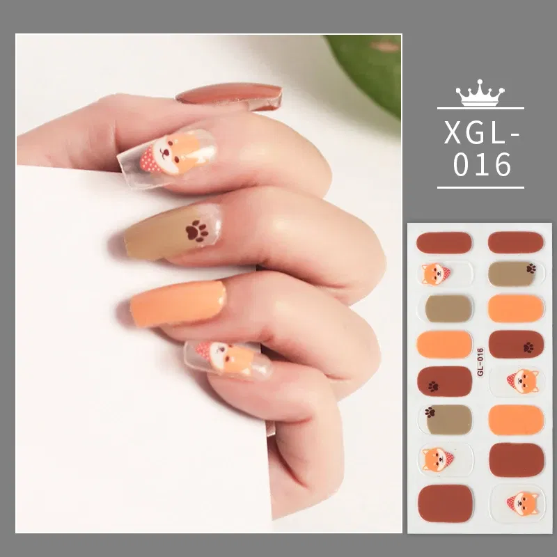 Color: Brown - Shiny New Year Nail Sticker Self Adhesive Decor Sticker Nail Wraps Glitter Nail Polish Sticker Waterproof Christmas Nail Sticker