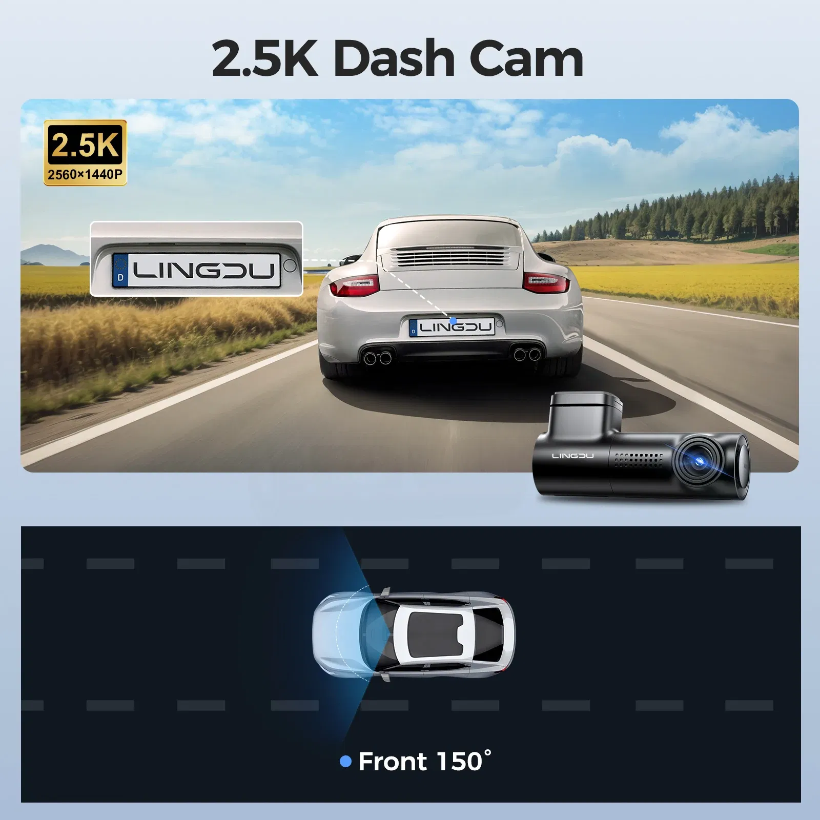 Color Name: WHITE, Ships From: CHINA, Sd Card Memory: 4G - LINGDU D100 2.5K Dash Cam Front MINI Dash Camera for Cars Voice Control WDR Car DVR Parking Mode Built-in GPS WiFi  Night Vision