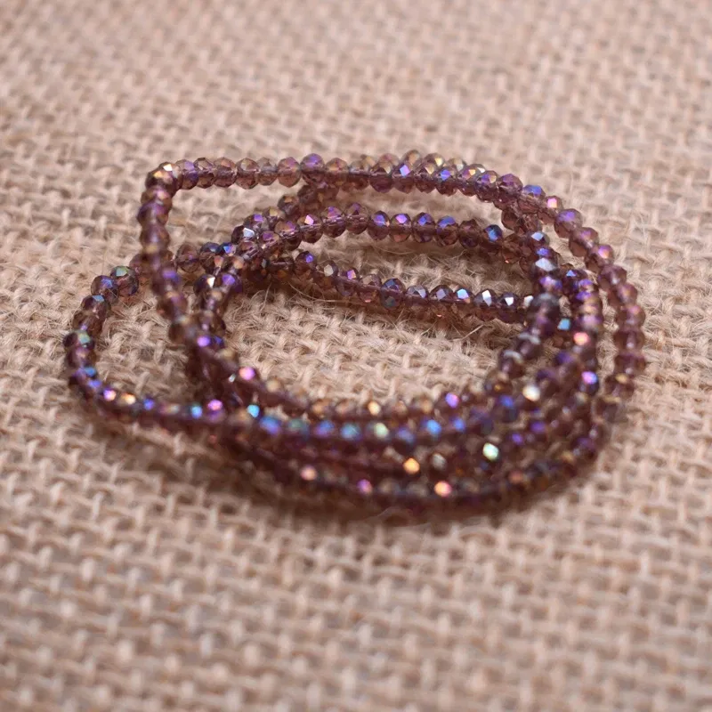 Color: Light Yellow - Shining Red Purple White color 2*2mm 160pcs Rondelle Austria faceted Crystal Glass Beads Loose Spacer Beads for Jewelry Making