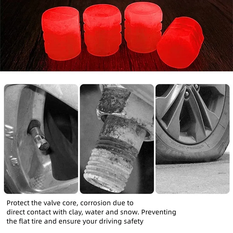 Color: Red - Luminous Valve Caps Fluorescent Red Night Glowing Car for Mazda 2 Mazda 3 Mazda 5 Mazda 6 CX5 CX-5 CX7 CX9 Atenza Axela