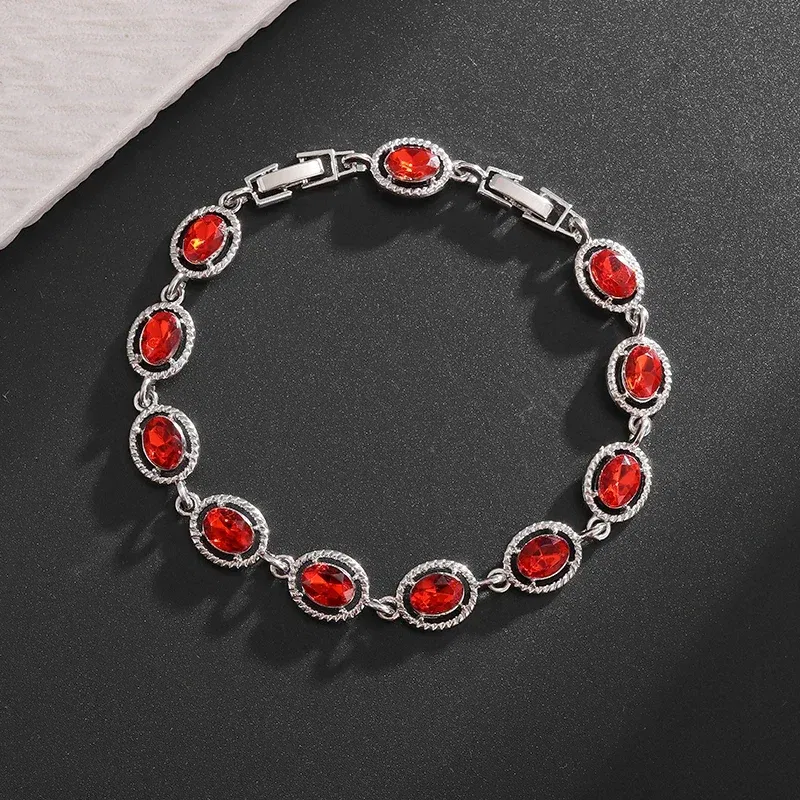 Metal Color: antique silver - Fashion Exquisite Color Crystal Inlaid Ladies Charm Bracelet Engagement Wedding Jewelry