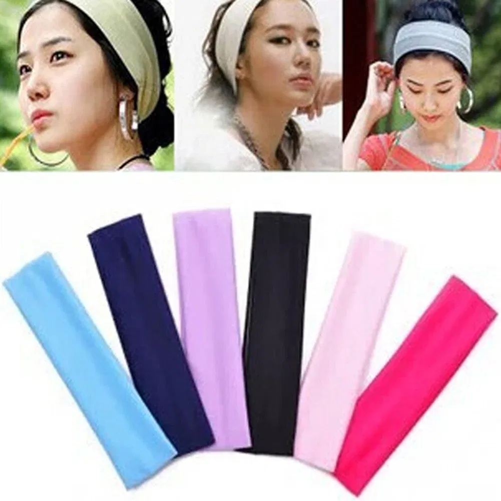 Color: WHITE - Fashion Sports Headbands For Women Solid Elastic Hair Bands Running Fitness Yoga Hair Bands Stretch Makeup Hair Accessories Hot