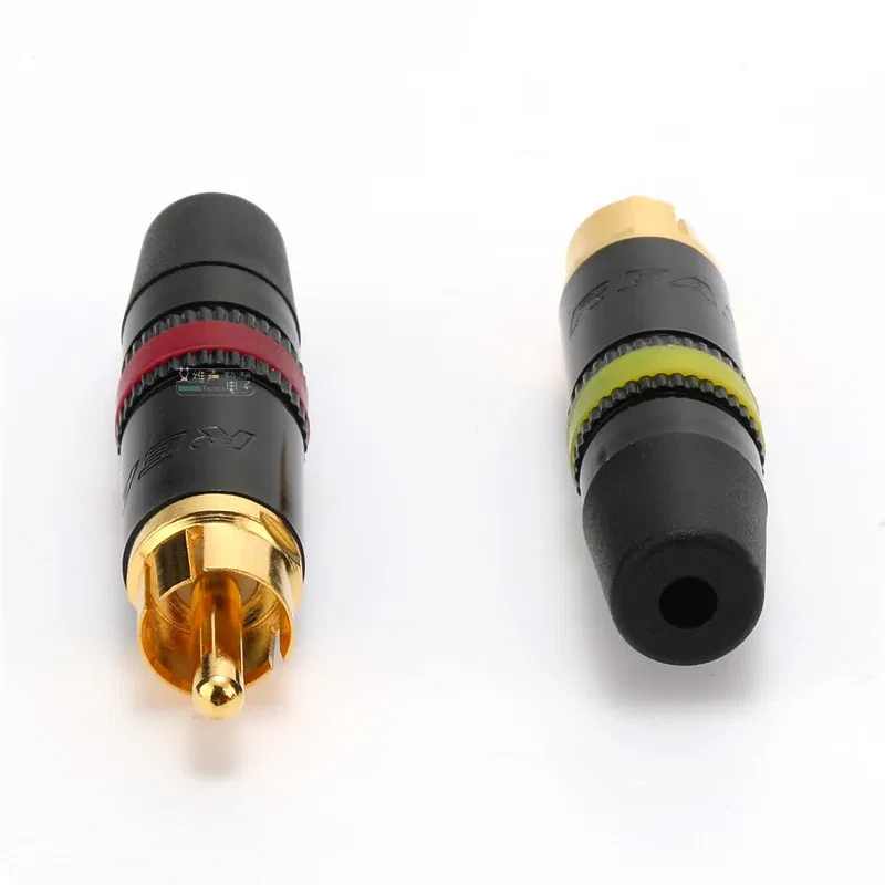 Color: Green - Original Neutrik's REAN Gold-plated Phono RCA Connector Audio Video Lotus Plug NYS373 Cable Connector NYS366 with Spring Tail