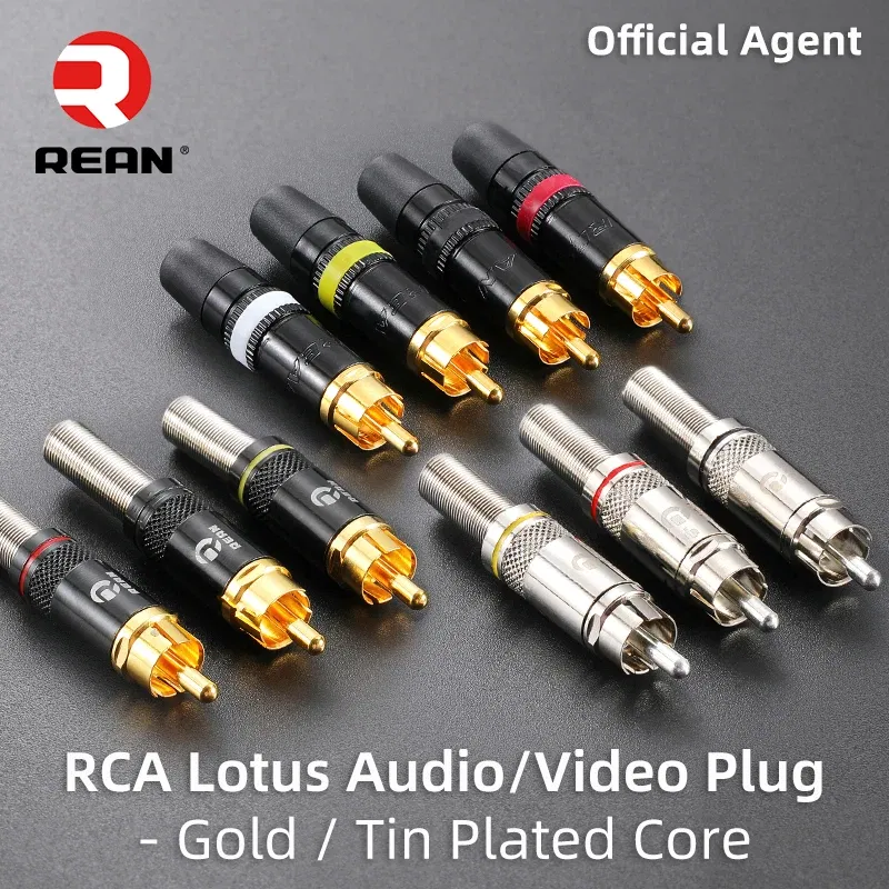 Color: Green - Original Neutrik's REAN Gold-plated Phono RCA Connector Audio Video Lotus Plug NYS373 Cable Connector NYS366 with Spring Tail