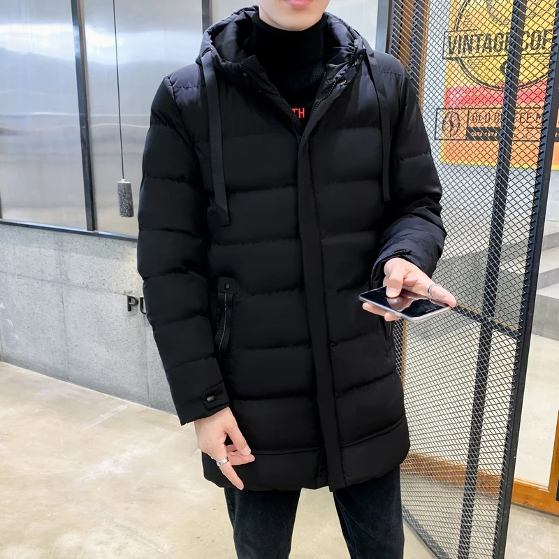 Color: GRAY, Size: XL - 7xl Plus Size Padded Parkas Men Thick Warm Coats Solid Warm Cotton Long Coats Windbreaker Winter Outerwear 6xl Thermal Jacket