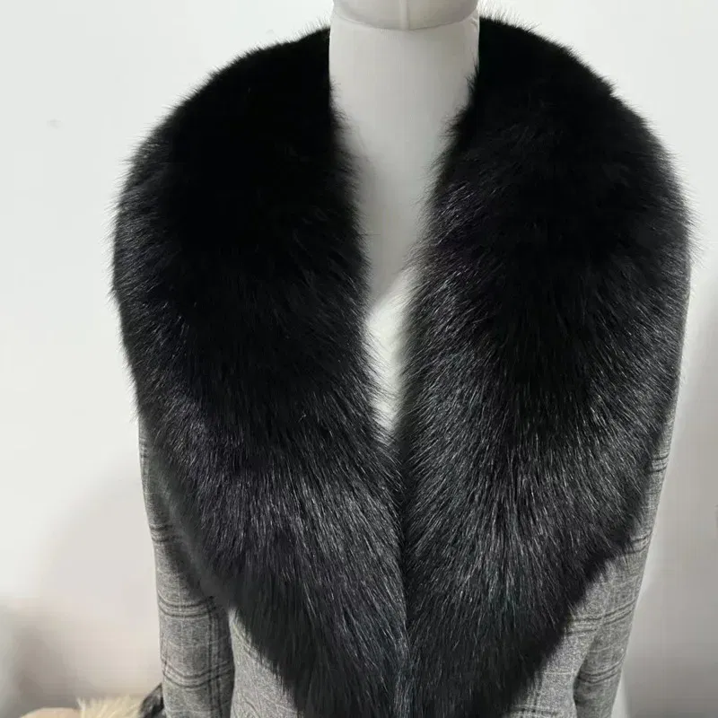 Color: light green, Size: XS?€old?‰ - Winter Real Fox Fur Collar Woman Furry Natural Raccoon Fur Scarf Shawls Luxury Neck Warmer Wraps For Coat Fur Scarves Large Size