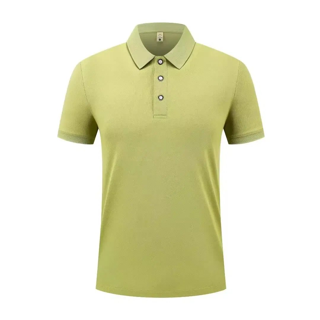 Color: Yellow, Size: XL - 2025 New Solid Color Polo Shirt Men's Short Sleeve Button Tshirts Lapel Lightweight Streetwear Sport Casual Tops