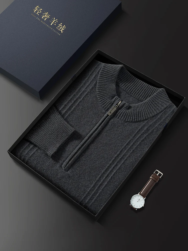 Color: Brown, Size: M - Men's Sweater Pullover Autumn Winter Sweater Warm Clothing 100% Cashmere Business Long Sleeve Classic Quality Mock Neck Knit Top