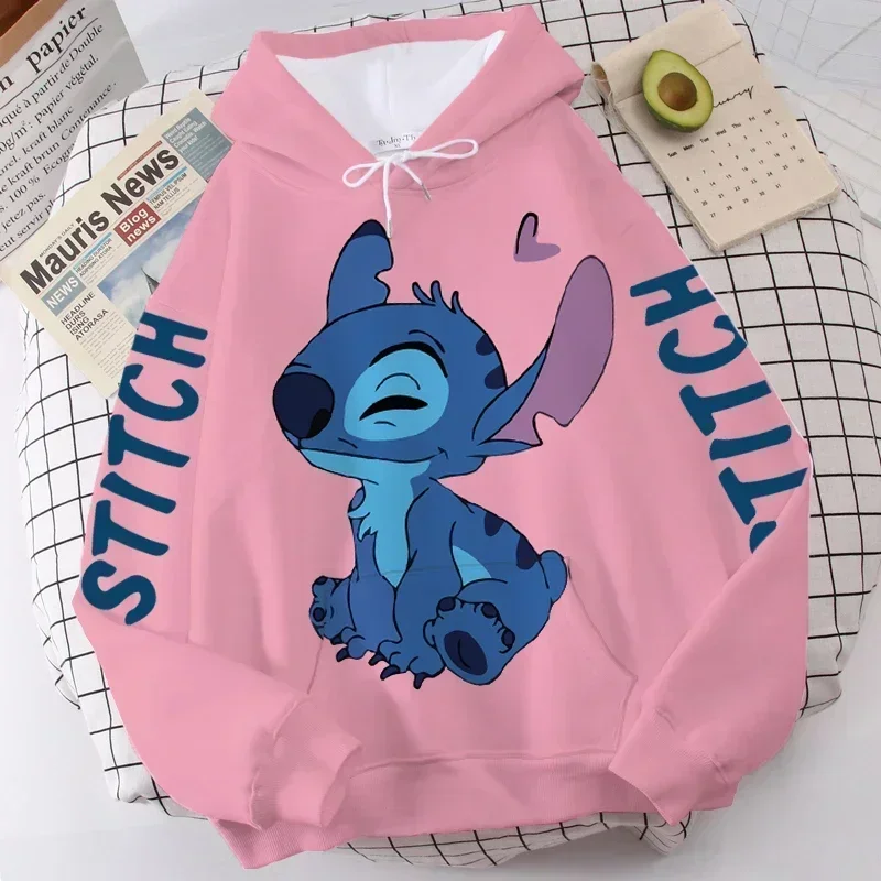 Color: GRAY, Size: 8T - Disney Hoodie Fashion Stitch Angel Monster Letter Cartoon Sweatshirt Pullover Cute Harajuku Unisex Women's Pocket Top