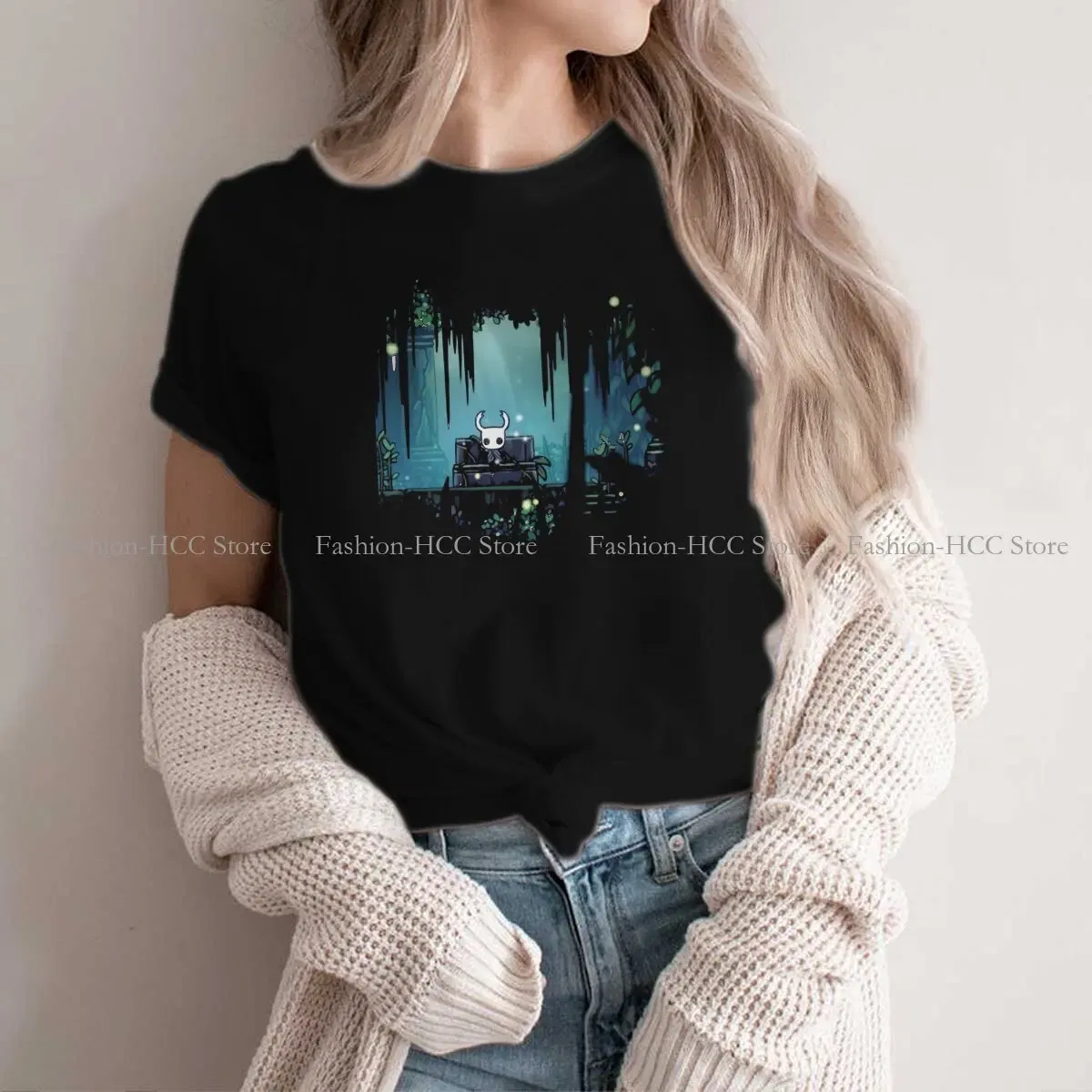 Color: WHITE, Size: XXXL - Green Graphic Polyester TShirt Hollow Knight Creative Tops Casual T Shirt Female