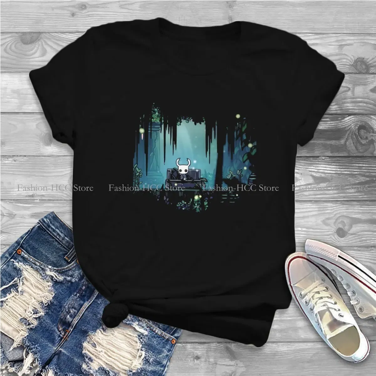 Color: WHITE, Size: XXXL - Green Graphic Polyester TShirt Hollow Knight Creative Tops Casual T Shirt Female