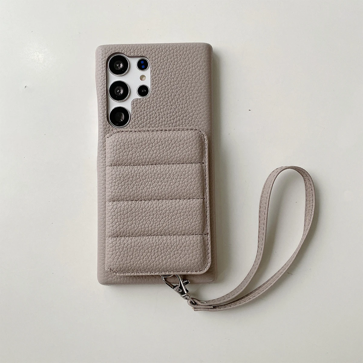 Color: GRAY, Material: Neoprene - Luxury Lanyard Wallet Case For Samsung Galaxy S21 FE S22 S23 Plus Note 20 Ultra A52 A53 A54 5G Lichee Pattern Leather Cover