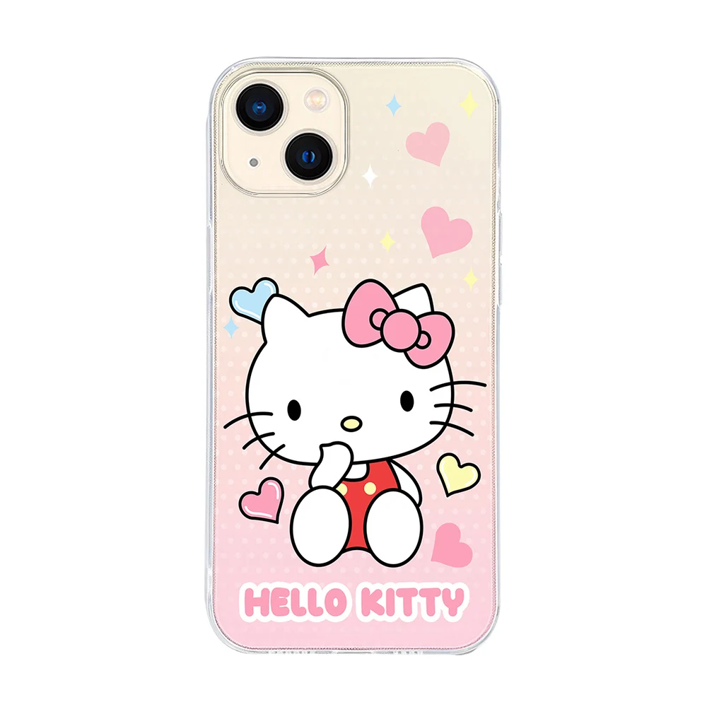 Color: black, Material: Neoprene - Miniso Sanrio Collaboration Hello Kitty Phone Case For iPhone 15 14 13 11 12 16 Pro Max Plus X XR XS Girl Silicone Phone Case