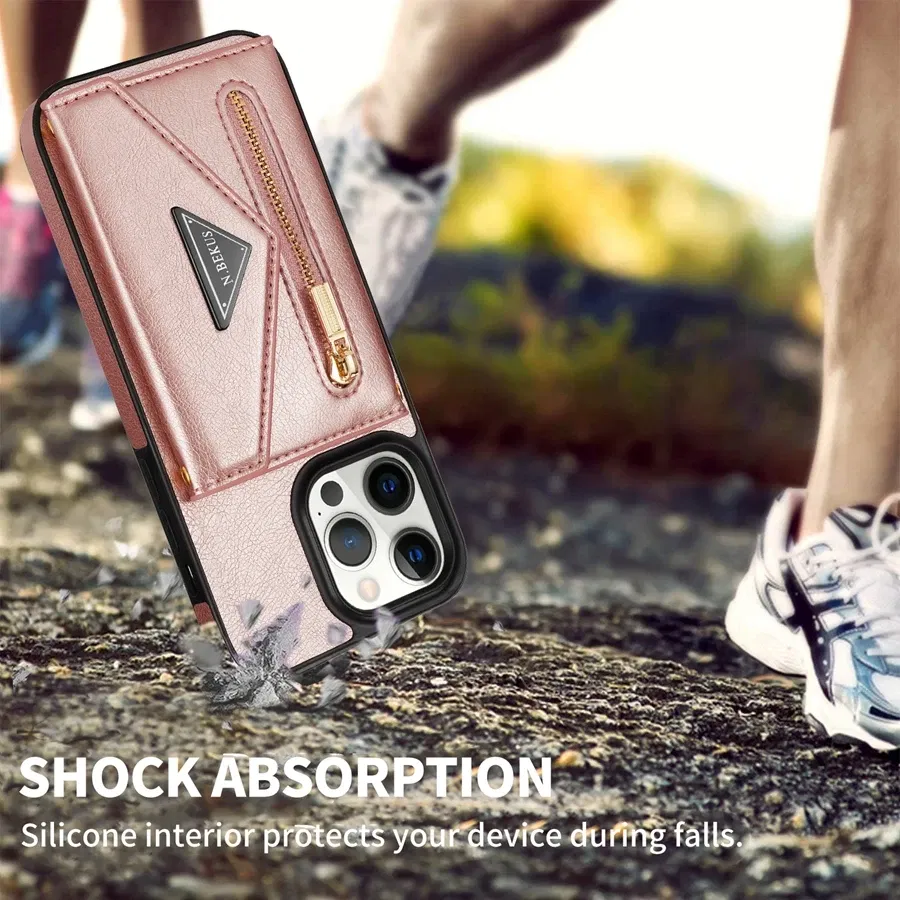 Color: Blue, Material: Acrylic - Wallet Side Card Zipper Flip Crossbody Leather Case For iPhone 15 14 Pro Max 13 Mini 12 11 SE 2022 2020 X XS XR 8 7 6 6s Plus