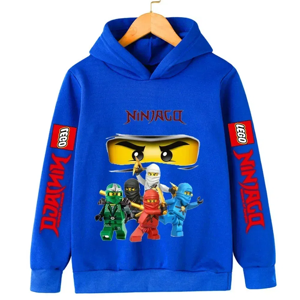 Color: Brown, Kid Size: 18M - Lego Phantom Ninja Cartoon Children's Hooded Hoodies Casual Sports Sweatshirt 3-13 Year Old Boy Kid Baby Girls Clothes Pullover